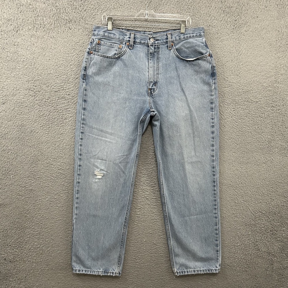 Levis Jeans Mens 36x30 Blue Denim 550 Relaxed Fit Tapered Leg Cotton Light Wash